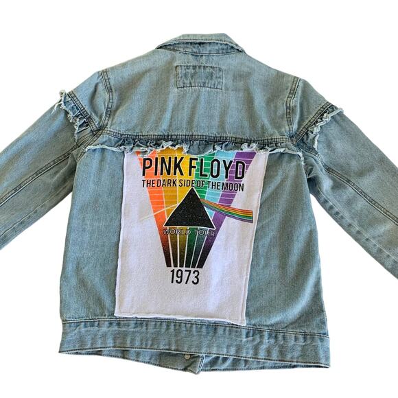 Via Penny Lane Reworked Apparel | Pink Floyd Custom Distressed Denim Jacket - Picture 9 of 10